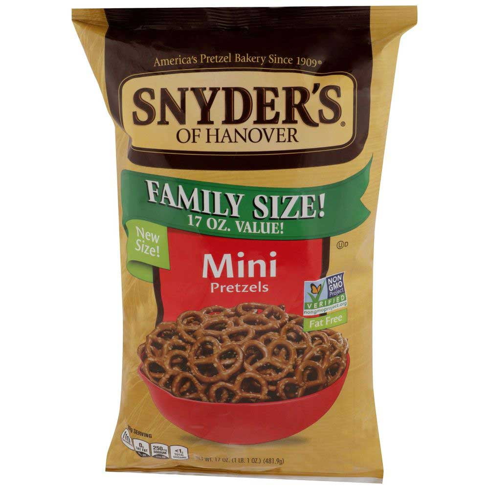 Snyders of Hanover Family Size Mini Pretzel, 17 Ounce 6 per case.