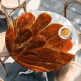 thumbnail image 2 of Burnt Orange Round Tablecloth, Fitted Table Cover with Elastic for 45"-54" Round Tables, Sparkle Gold Stained Floral Flower Art Table Cloth Outdoor Indoor Dinning Party Waterproof Tablecloths, 2 of 7