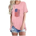 thumbnail image 2 of Pntutb Hauts Tendance pour Femmes Liquidation T-Shirt à Manches Courtes à Col Rond Imprimé Drapeau pour Femmes Choix Éclair, 2 of 4