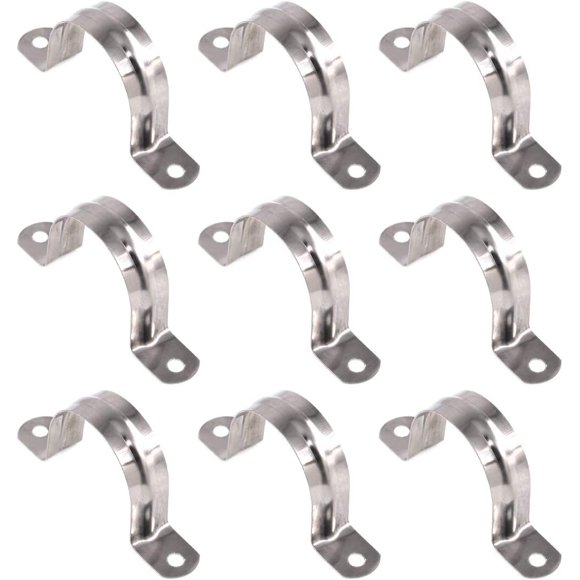 shiyou-30Pcs M45 Two Hole Strap U Bracket Tube Strap Tension Clips Stainless Steel Heavy Duty Rigid Pipe Strap Clamp, for Pipe Fixing on Various Surfaces and Support Structures