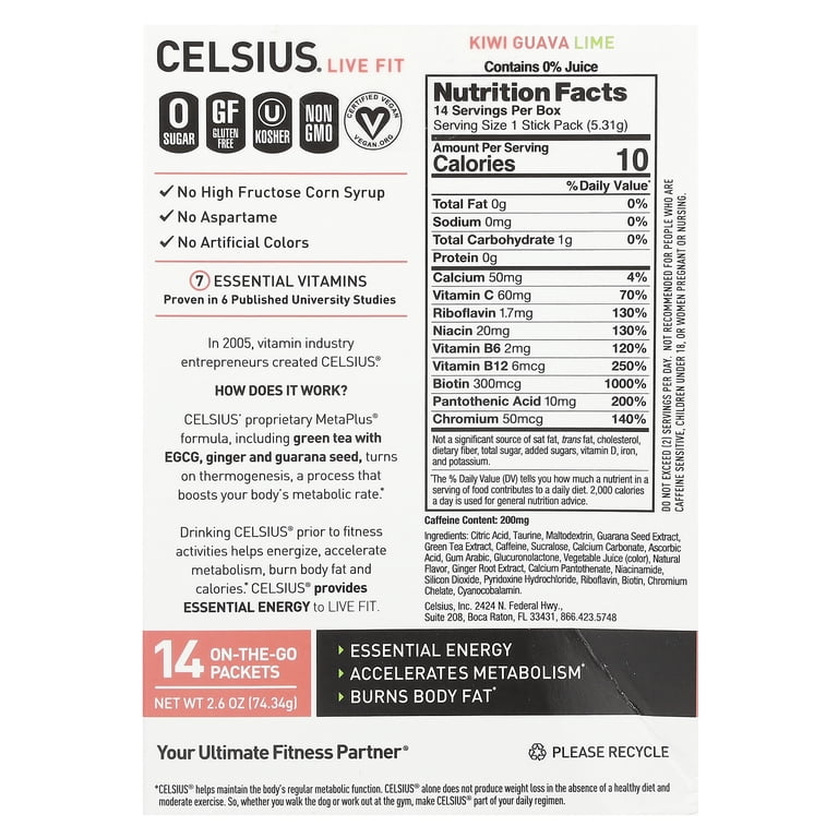 CELSIUS On The Go Energy Mix, Kiwi Guava Lime, 14 Pack photo 6