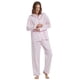 thumbnail image 2 of Apparonia Conjuntos de Pijama para Mujer Ropa de Dormir de Algodón Camisa de Manga Larga con Botones Al Frente y Pantalón Ropa de Dormir Cuello con Solapa Pjs Conjuntos de Descanso Rayas Rosas M, 2 of 5