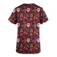thumbnail image 4 of Christmas Gifts Scrubs for Women Strech Cute Santa Print Scrubs Top Short Sleeve V Neck Nursing Work Uniforms Pockets, M, 4 of 5
