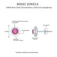 thumbnail image 6 of Rosec Jewels Classic Pink Tourmaline Stud Earrings with Diamond Halo (AAA Quality), 925 Sterling Silver, 6 of 7