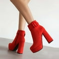 thumbnail image 4 of Mostsola Platform Heels Boots for Women Ankle Strap Zip up Short Boots Round Toe Dress Booties, 4 of 9