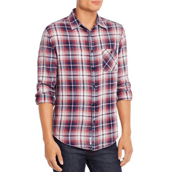 Flag & Anthem RED INDIGO Houston Single Pocket Plaid Shirt, US Medium