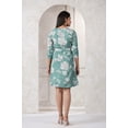 thumbnail image 5 of Aqua green bold floral printed mini dress with belt in russian silk, 5 of 5