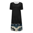 thumbnail image 5 of Jusqu'à 65 % de Réduction! Robes d'Été Mode pour Femmes 2024 Grande Taille Décontractée Col Rond Imprimé Manches Courtes avec Poche, 5 of 5