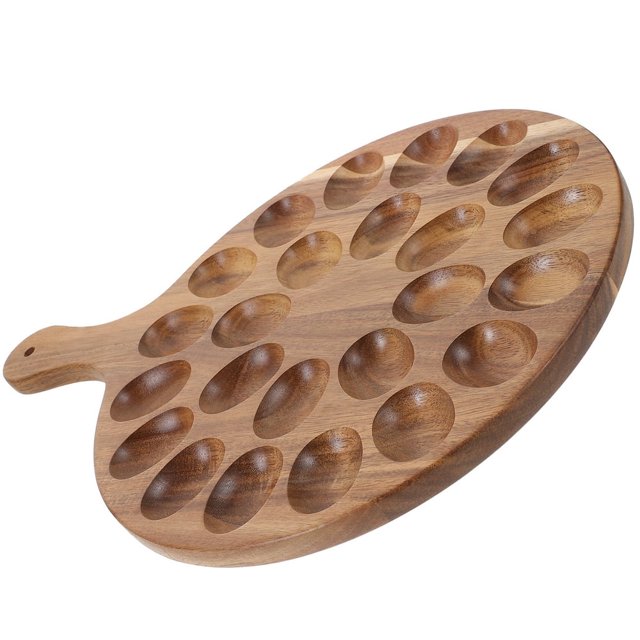 EASTIN Deviled Egg Plate Kitchen Countertops Wooden Tray Platter Serving Mustard Acacia