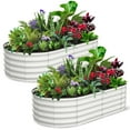 thumbnail image 1 of BeesClover 2 Pcs Oval Raised Garden Bed, Raised Beds for Outdoor,Planter Raised Boxes,Open-Ended Base Metal Raised Planter Beds,Large Metal Garden Box for Vegetables, Flowers, Tool-Free Assembly, 1 of 9