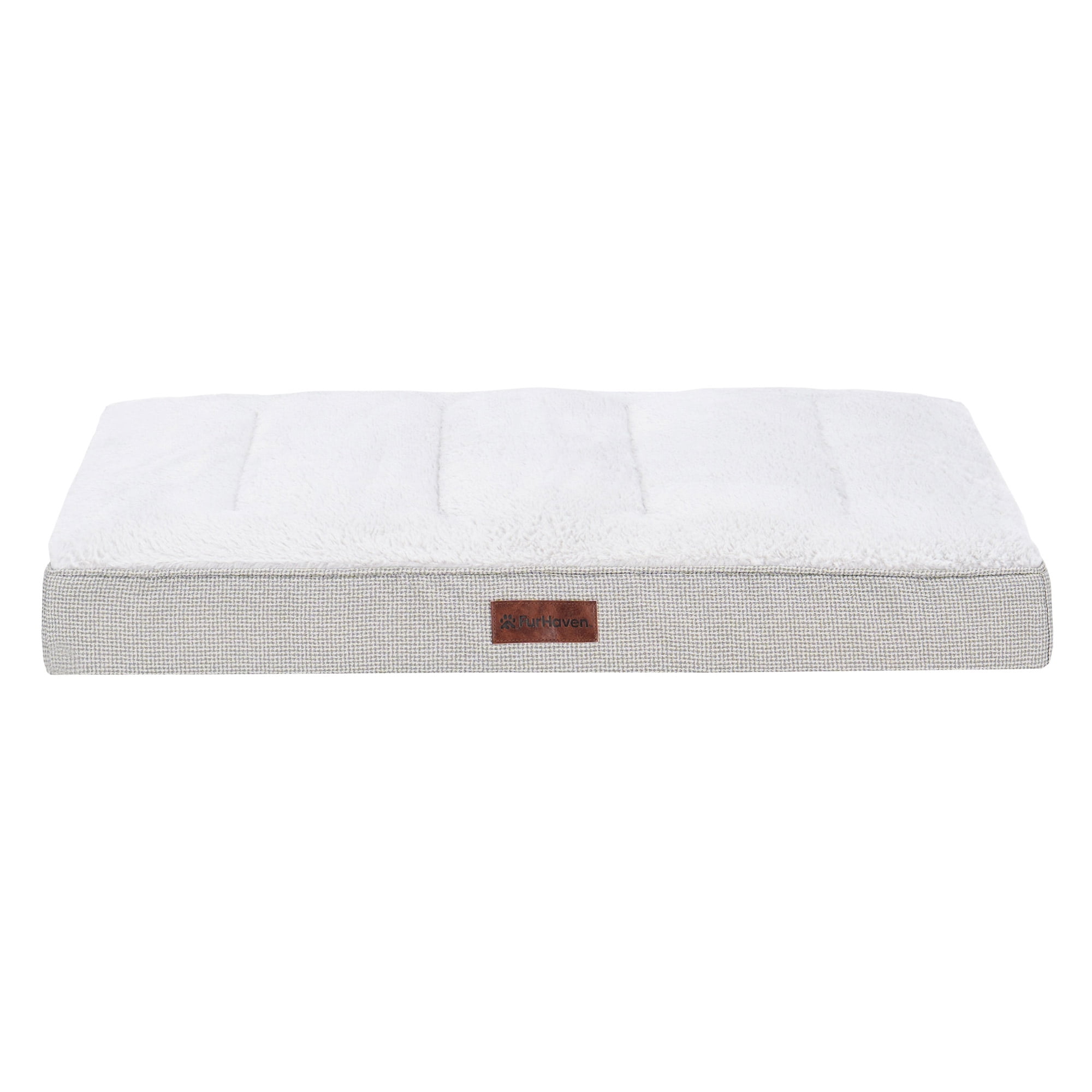FurHaven Plush & Decorator Check Tuft-Top Orthopedic Mattress Pet Bed for Dogs and Cats - Gray, Medium
