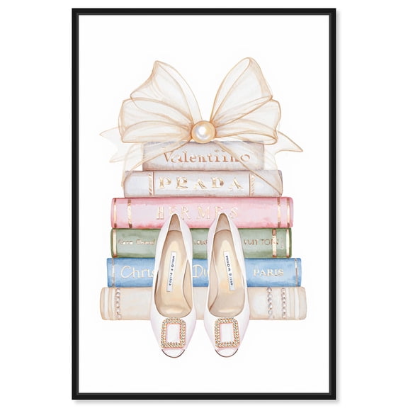 Bow And Buckles Canvas Trendy Fashion Print by Art Remedy, Black Frame, 10 x 15