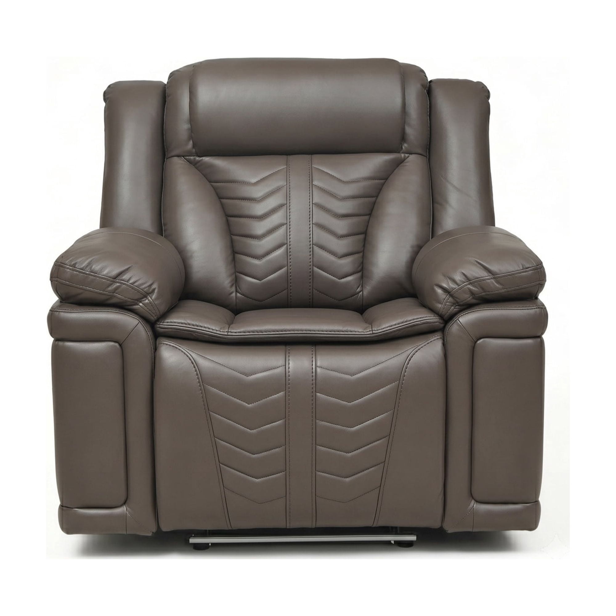 Electra Luxury Power Recliner Chair - Dark Brown Faux Leather Single Motion Armchair with Cinematic LED Lighting, USB & Type-C Charging Ports