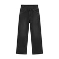 thumbnail image 5 of QIUOMBBP Denim Wide Leg Pants for Women Elastic High Waisted Jeans with Pockets Solid Color Jean Trousers Streetwear Black M, 5 of 9