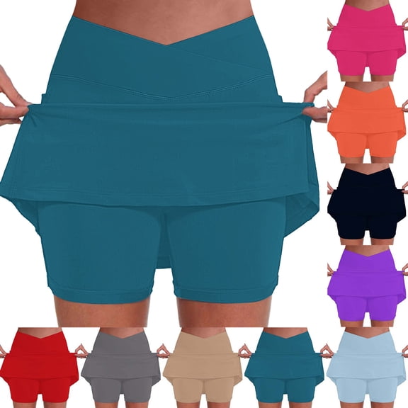 jiaxiM Skorts for Women with Pockets Plus Size High Waist Athletic Skirts Dressy Casual Breathable Workout Skirt with Shorts Underneath