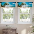 thumbnail image 2 of LALILO Kitchen Curtain Valance Tropical Beach Beach Rod Pocket Window Curtain 52"x 18" Set of 2, 2 of 5