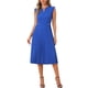 thumbnail image 2 of Vestido sin mangas INSPIRE CHIC para mujer, vestido midi con cuello en V, botones y plisado en azul real, 2 of 6