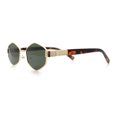 thumbnail image 6 of Mens Luxury Diamond Shape Metal Rim Hustler Fashion Rectangle Sunglasses Gold Tortoise - Green, 6 of 8