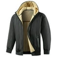 thumbnail image 2 of DODADAWANJ Sherpa Lined Jacket for Men with Zipper Pocket Casual Zip Up Winter Coats with Hood Thermal Winter Coat Dark Gray M, 2 of 4