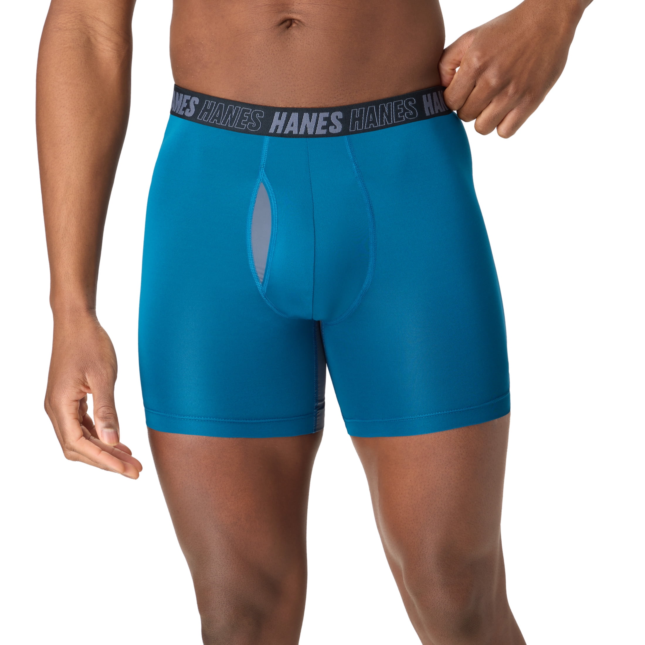 Hanes Mens Underwear Long Leg Boxer Briefs, 3-Pack, Moves Anti-Chafe with Total Support Pouch
