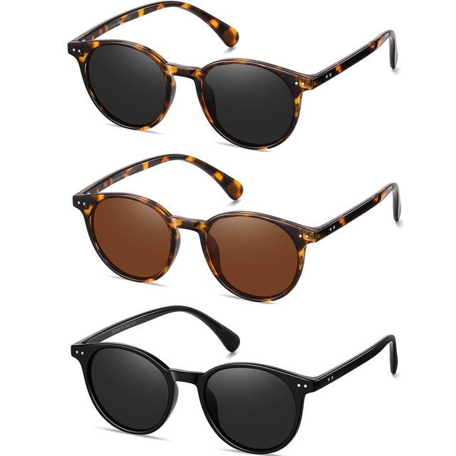 Gafas de sol pequeñas redondas polarizadas NCLLCE para mujer UV400 (paquete de 3)