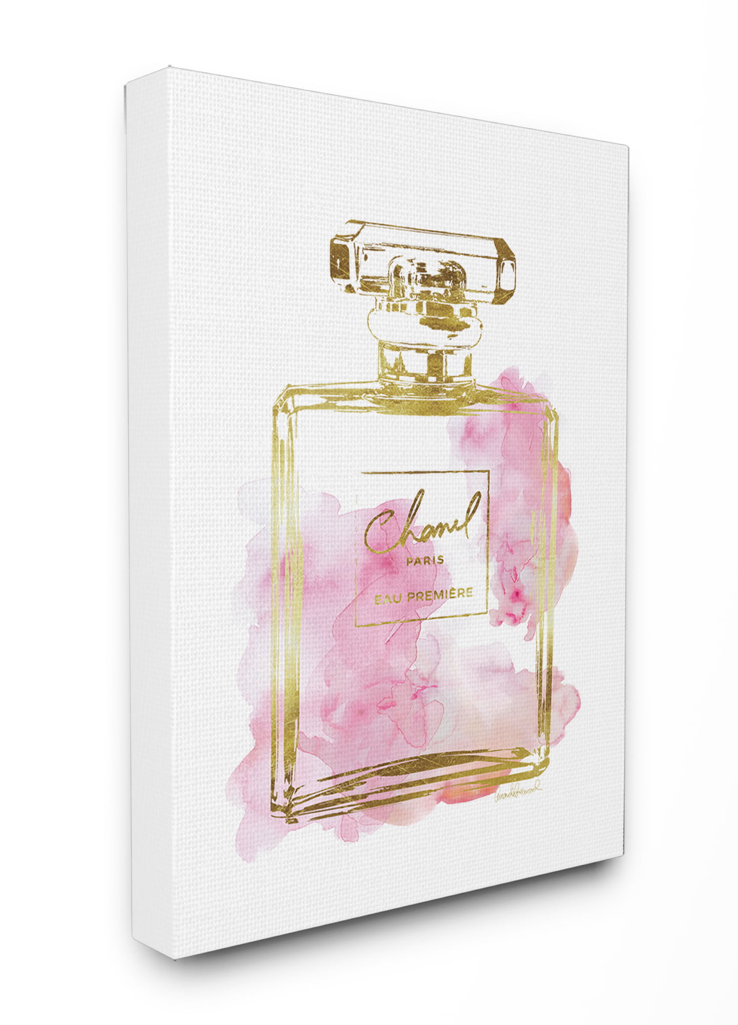 The Stupell Home Decor Collection Glam Perfume Bottle Gold Pink 