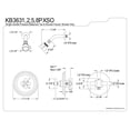 thumbnail image 2 of Kingston Brass KB3638PXSO Vintage Tub and Shower Faucet, 7-1/2-Inch, Satin Ni..., 2 of 2