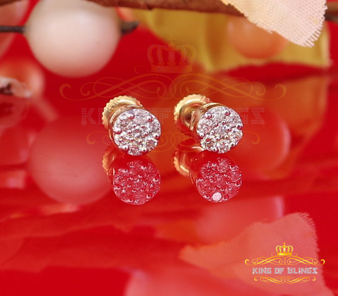 King of Bling's 10K Real Yellow Gold Real Diamond 0.25CT Men's/Women's Stud Round Earring