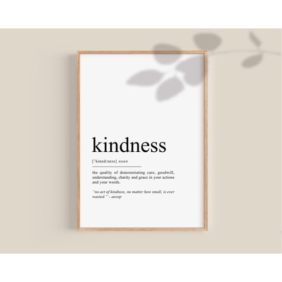 Kindness Definition Poster, Kindness Quote, Office Wall Art, Classroom Posters, Inspirational Poster, Dictionary Art Home Decor, 8x12 UNFRAMED