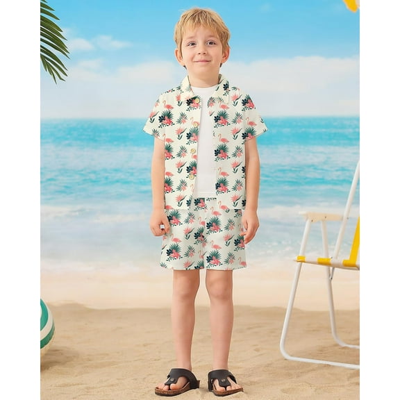ZOEREA Toddler Baby Boy Clothes Hawaiian Outfit Shorts Sets Printed Button Down Shirt and Shorts Summer Beach Clothes 1-5T