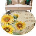 thumbnail image 2 of Round Area Rug 7 Ft, Vintage Yellow Sunflower Washable Non-Slip Circle Carpet for Living Room/Bedroom, Watercolor Botanical Retro Floral Low-Profile Large Runner Mat Collection Rugs for Indoor, 2 of 7