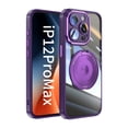 thumbnail image 2 of Allytechgroup iPhone 12 Pro Max Case with Tempered Glass Lens Protector, Ring Holder Kickstand Shockproof Scratch Resistant Anti-Yellow Clear Back Case Cover for Apple iPhone 12 Pro Max, Darkpurple, 2 of 9