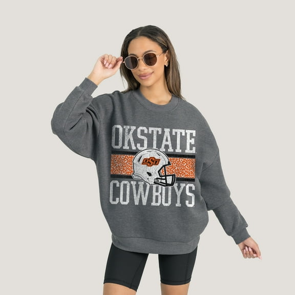 Women's Gameday Couture Charcoal Oklahoma State Cowboys Premium Fleece Pullover Sweatshirt