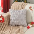 thumbnail image 1 of 1 pieza de funda de cojín de felpa de PV, suave decoración navideña, fundas de cojín de estilo lujoso de 45 x 45 cm para sofá de dormitorio, árbol de Navidad gris, colcha navideña, 1 of 4
