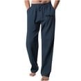 thumbnail image 1 of RXIRUCGD Men's Solid Color Drawstring Fashionable Casual Pants Full Length Pants, Navy, Size: 4XL, 1 of 5