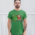 thumbnail image 3 of Tee Hunt Santa Claus Dabbing with Christmas Tree T-shirt Merry and Bright Men's Tee, Green, 4X-Large, 3 of 5