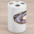 thumbnail image 1 of Desert Ceramic Toothbrush Holder, Digital Illustration of a Glazed Doughnut Traditional American Food, Decorative Versatile Countertop for Bathroom, 4.5" X 2.7", Multicolor, 1 of 4