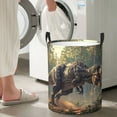thumbnail image 5 of Fuzoiu Jungle Dinosaur Print Circular Hamper,Laundry Basket with Handle,Collapsible Laundry,Dirty Clothes Storage Basket,for Bedroom Bathroom Dorm Living Room-Medium, 5 of 6