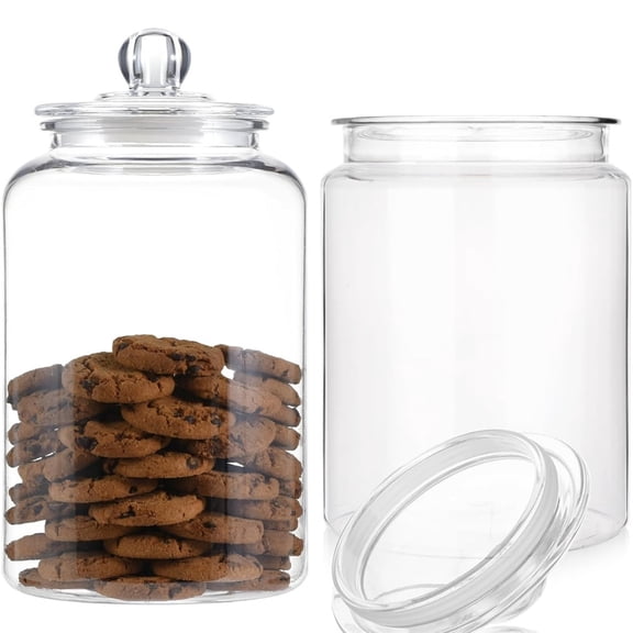 ACDANC 1Pcs 1 Gallon Candy Jar&Cookie Jar Plastic Jars with Lids Airtight Food Storage Canister Decorative Apothecary&Candy Buffet Container for Kitchen