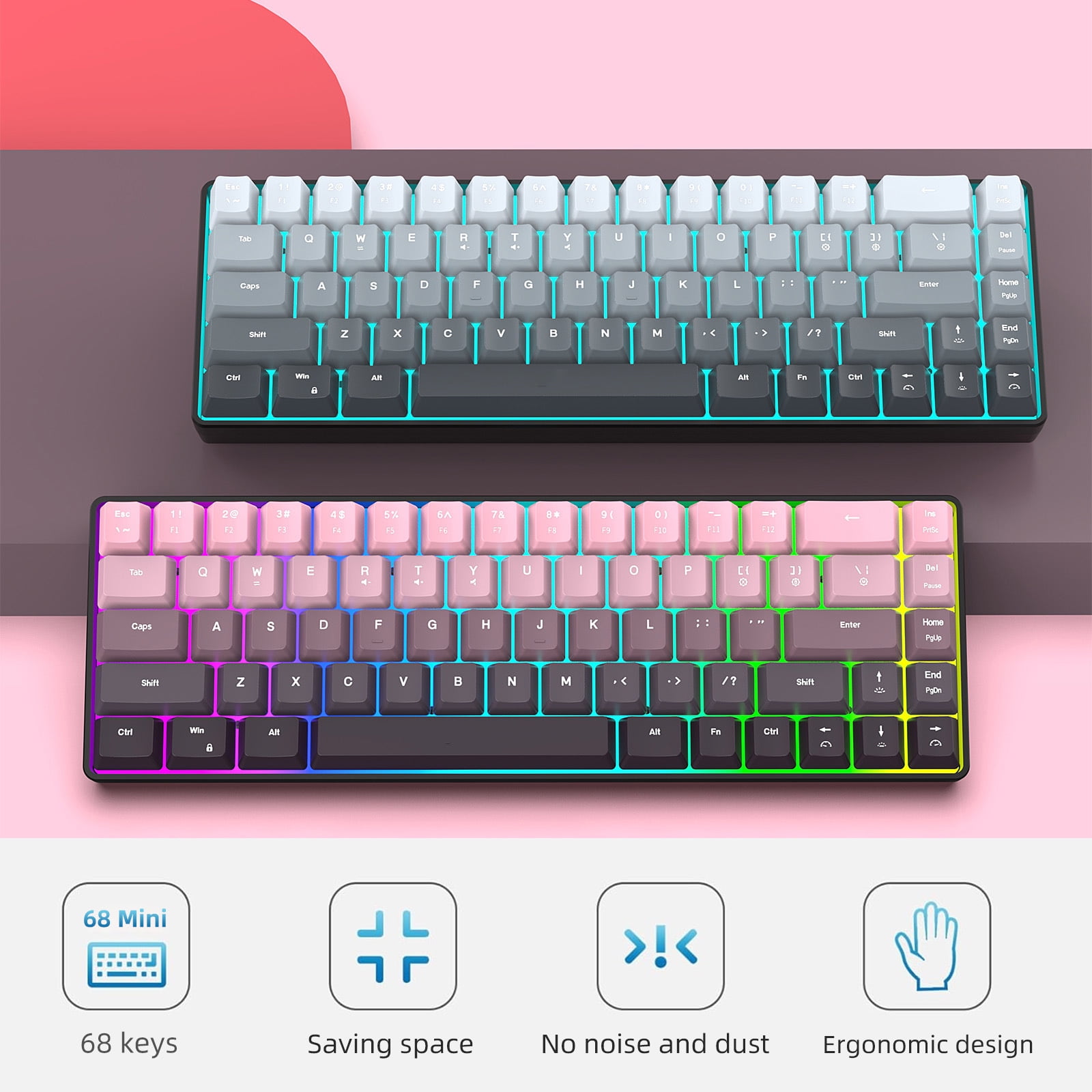 RGBs Illuminateds Wireless Mechanical Keyboards Gaskets Structure Two Mode Connectivitys Linears Switches