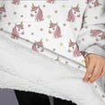 thumbnail image 3 of Oversized Wearable Blanket Hoodie,White Cartoon Unicorn Star Pattern Sherpa Blanket Hoodie with Super Pockets,Super Warm Fuzzy Pullover for Women & Men, 3 of 6