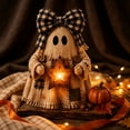 thumbnail image 2 of Lighted Halloween Resin Figurines, Cute Ghost Skeleton Mummy and Pumpkin Tabletop Centerpiece, Indoor Decoration for Home Mantel Shelf Desk and Spooky Party Display, D, 2 of 5