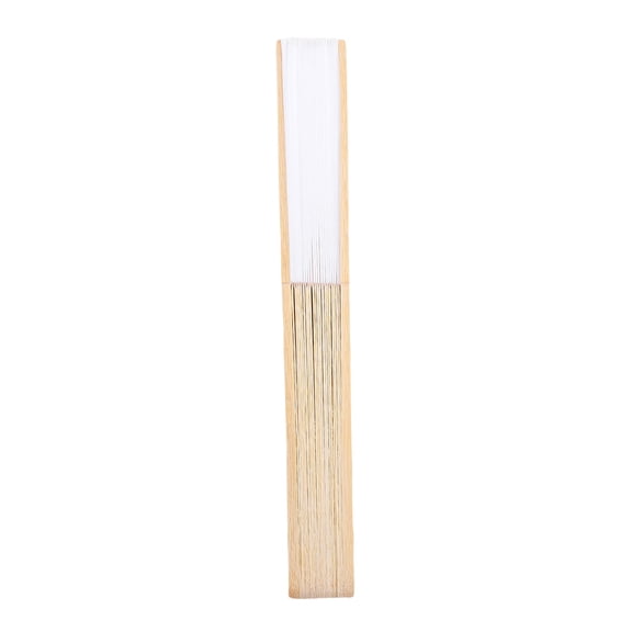Riousery Folding Hand Fan 8.27 inches / 21 cm Blank Silk Fabric Bamboo Folded Hand Fan for Wedding Daily Use White
