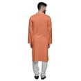 thumbnail image 3 of Atasi Solid Kurta Pajama For Men Asymmetric Style Casual Summer Clothing, 3 of 5