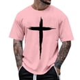thumbnail image 2 of DeHolifer Men’s Novelty T-Shirts Cross Faith Casual Crewneck Short Sleeve Shirts Workout Tees Pink S, 2 of 5