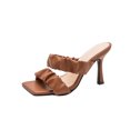 thumbnail image 2 of Zapatos de mujer Moda Color sólido Minimalista Cabeza cuadrada Sandalias de tacón plisado Zapatillas Chanclas Wmkox8yii  hj789, 2 of 9