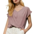 thumbnail image 3 of Uqiangy Tie Front Crop Tops for Women Short Tops for Women Front Knot Tops for Women Cross Front Tops for Women T Shirts for Women Pink L, 3 of 6