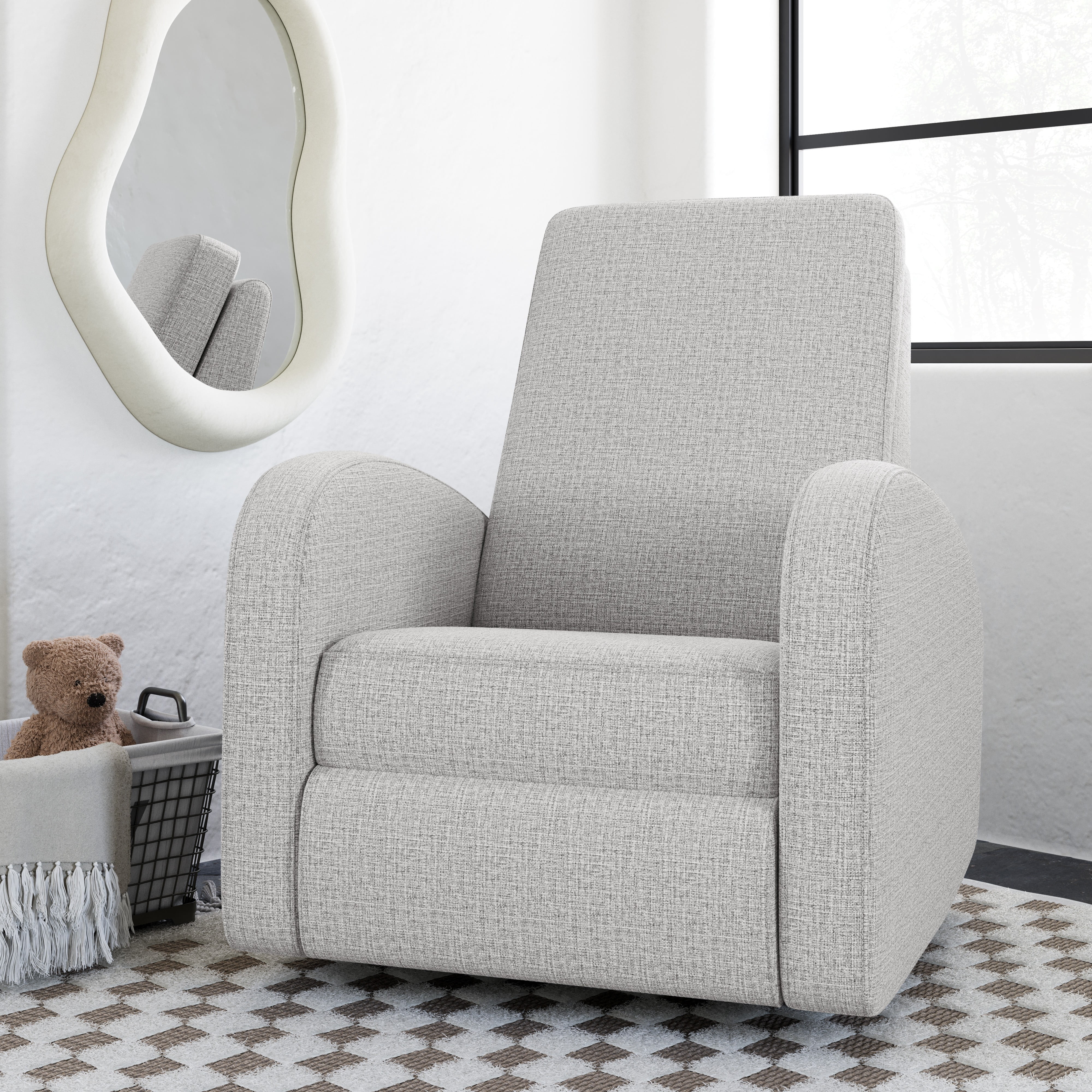Storkcraft Santa Monica Infant Power Recliner Swivel Glider with USB, Steel Basketweave