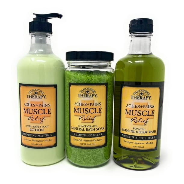 Village Naturals Therapy Aches and Pains Muscles Relief Lotion, Bath