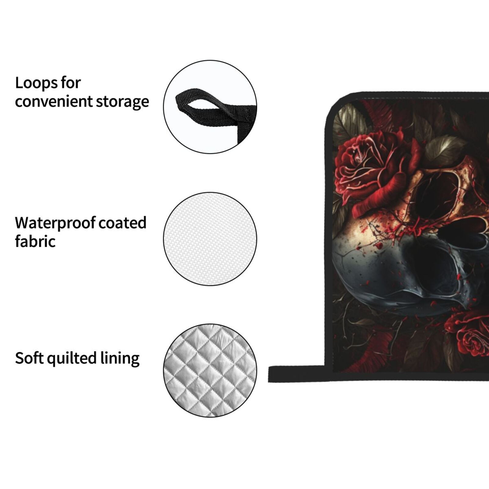 Blood Skull Roses 4Pcs Oven Mitts and Pot Holders Sets Oven Kitchen Gloves Hot Pads for Cooking BBQ Baking Grilling